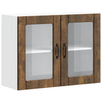 vidaXL Küchen-Hängeschrank mit Glastür Lucca Räuchereiche Holzwerkstoff