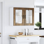 vidaXL Küchen-Hängeschrank mit Glastür Lucca Räuchereiche Holzwerkstoff