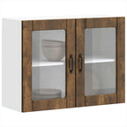 vidaXL Küchen-Hängeschrank mit Glastür Lucca Räuchereiche Holzwerkstoff