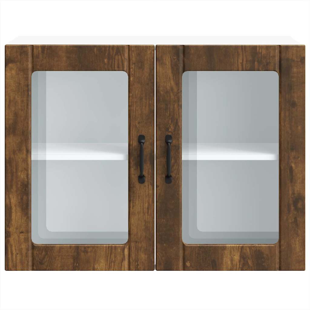 vidaXL Küchen-Hängeschrank mit Glastür Lucca Räuchereiche Holzwerkstoff