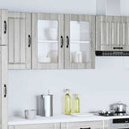 vidaXL Küchen-Hängeschrank mit Glastür Lucca Grau Sonoma Holzwerkstoff