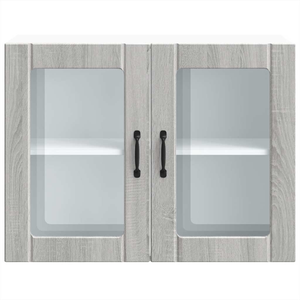 vidaXL Küchen-Hängeschrank mit Glastür Lucca Grau Sonoma Holzwerkstoff