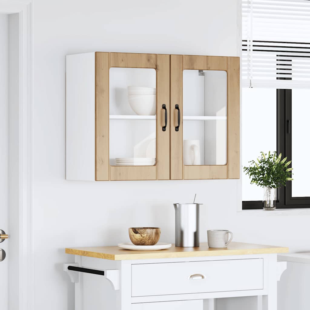 vidaXL Küchen-Hängeschrank mit Glastür Artisan-Eiche Holzwerkstoff