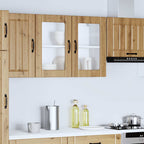 vidaXL Küchen-Hängeschrank mit Glastür Artisan-Eiche Holzwerkstoff
