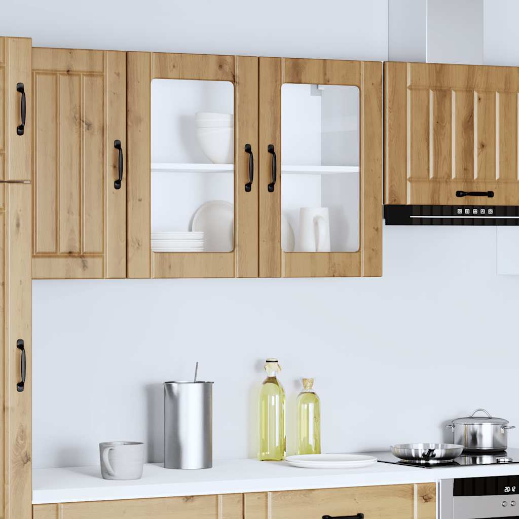 vidaXL Küchen-Hängeschrank mit Glastür Artisan-Eiche Holzwerkstoff