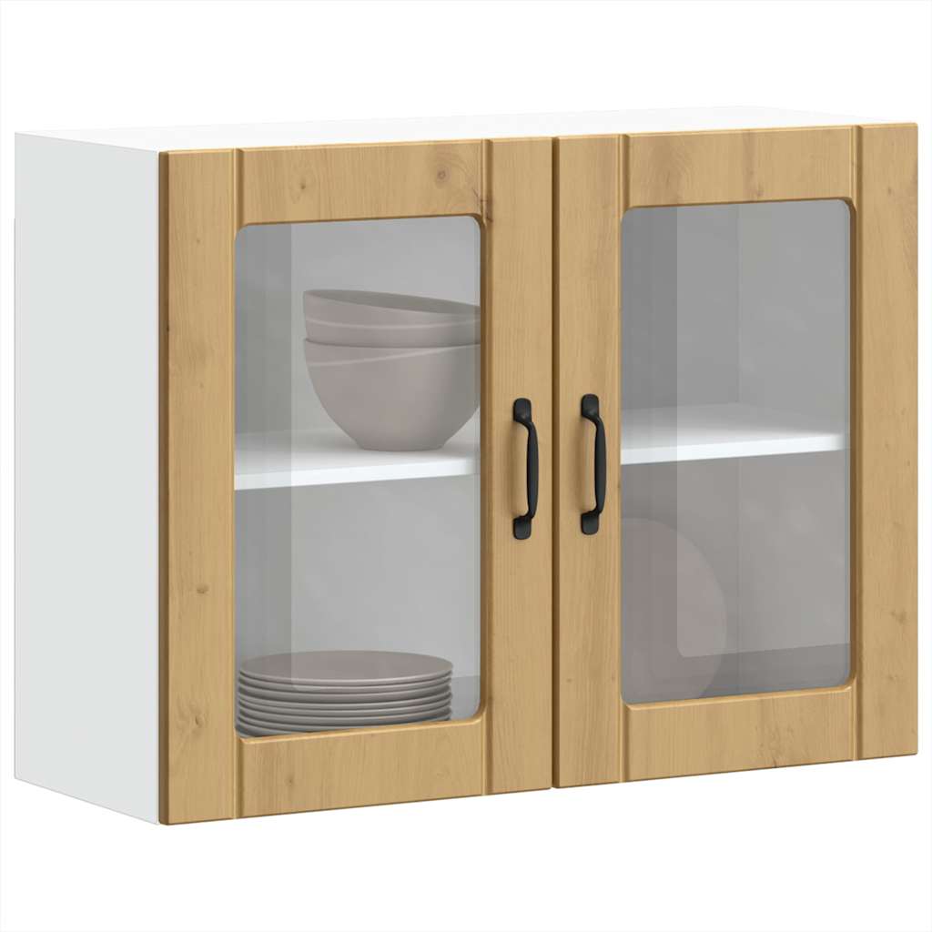 vidaXL Küchen-Hängeschrank mit Glastür Artisan-Eiche Holzwerkstoff