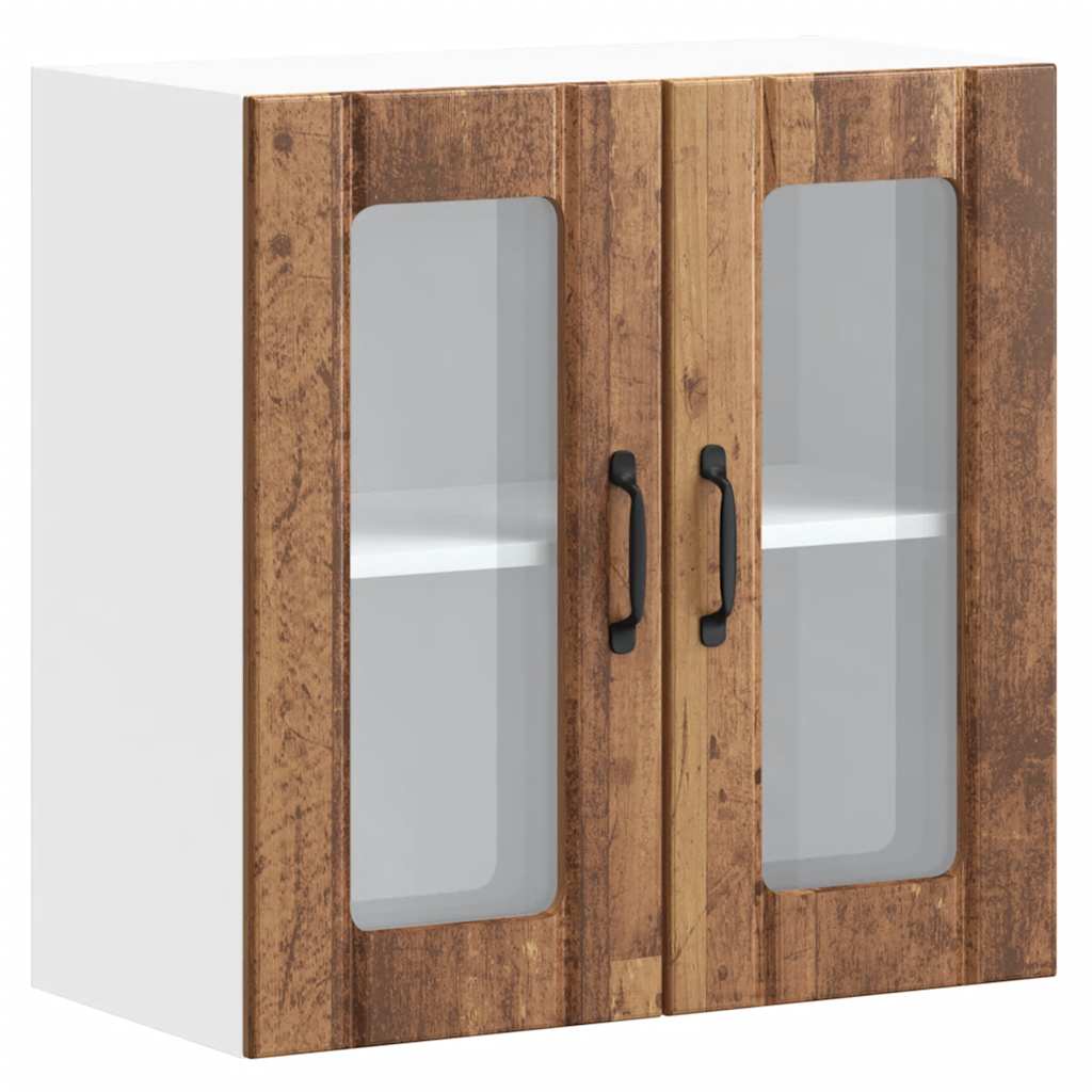 vidaXL Küchen-Hängeschrank mit Glastür Lucca Altholz-Optik Holzwerkstoff