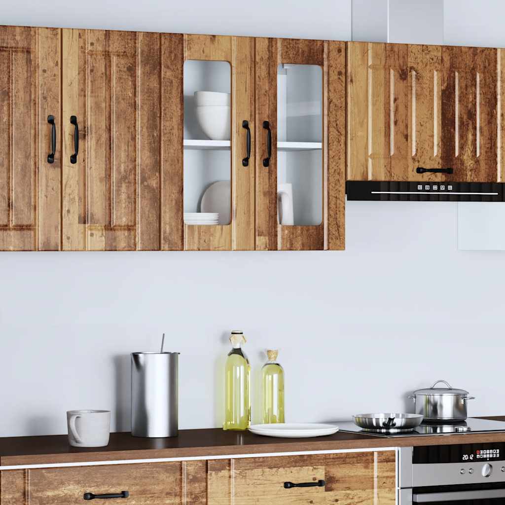 vidaXL Küchen-Hängeschrank mit Glastür Lucca Altholz-Optik Holzwerkstoff