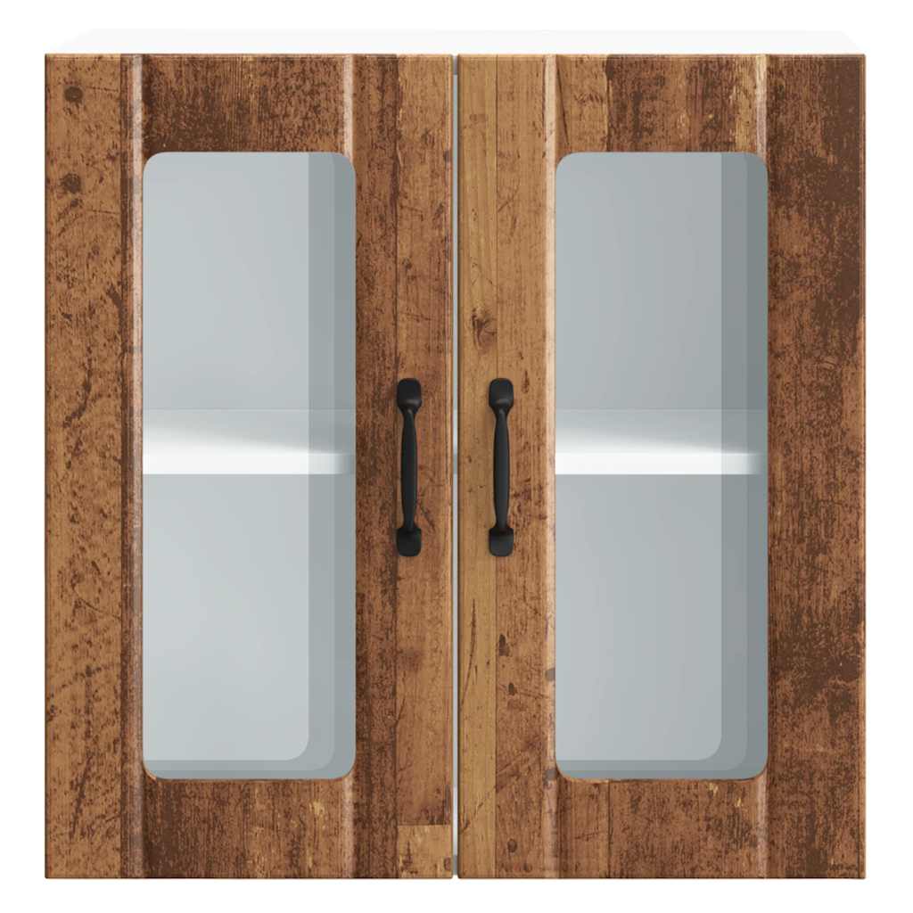 vidaXL Küchen-Hängeschrank mit Glastür Lucca Altholz-Optik Holzwerkstoff