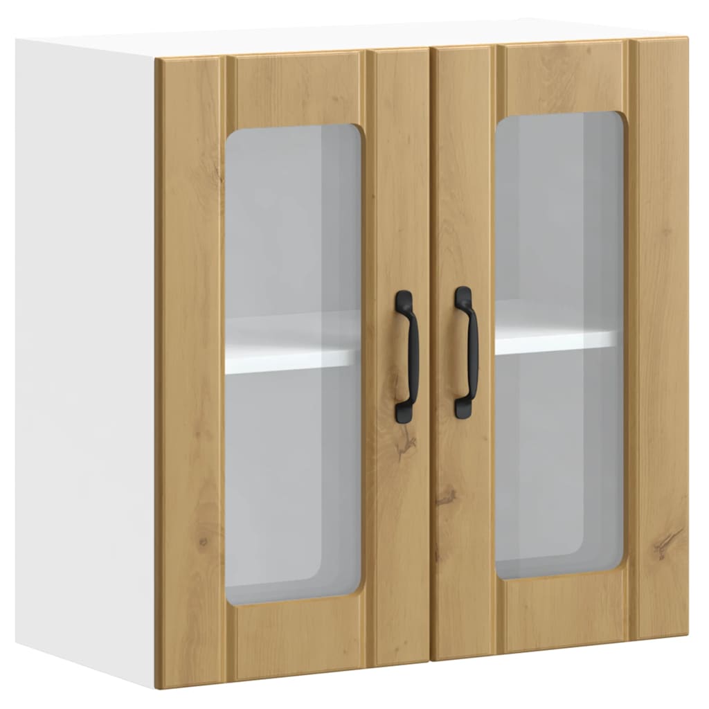 vidaXL Küchen-Hängeschrank mit Glastür Lucca Artisan-Eiche Holzwerkstoff