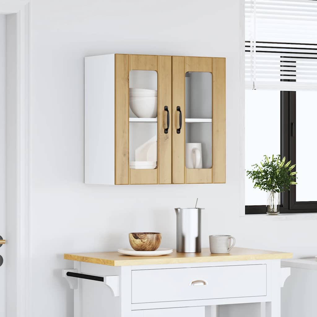 vidaXL Küchen-Hängeschrank mit Glastür Lucca Artisan-Eiche Holzwerkstoff