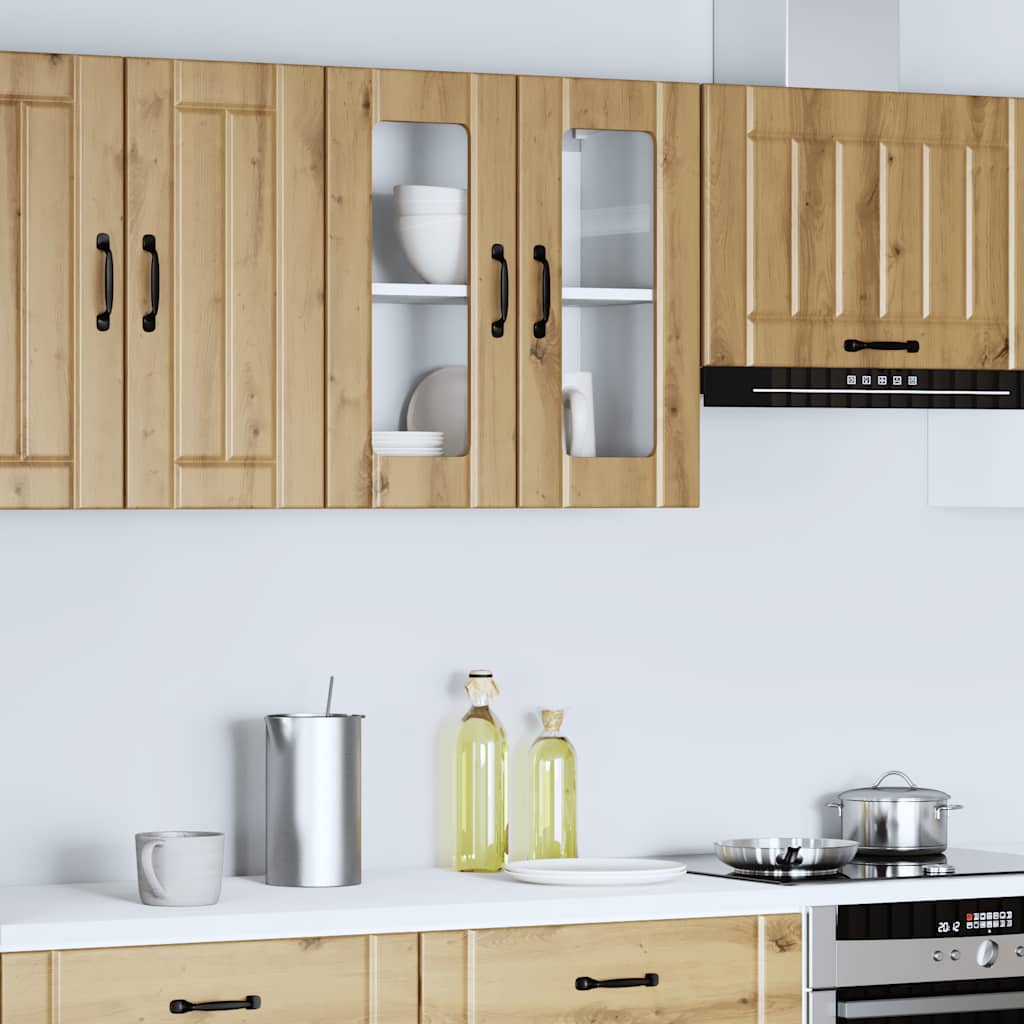 vidaXL Küchen-Hängeschrank mit Glastür Lucca Artisan-Eiche Holzwerkstoff