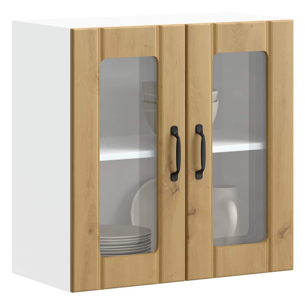 vidaXL Küchen-Hängeschrank mit Glastür Lucca Artisan-Eiche Holzwerkstoff