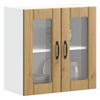 vidaXL Küchen-Hängeschrank mit Glastür Lucca Artisan-Eiche Holzwerkstoff