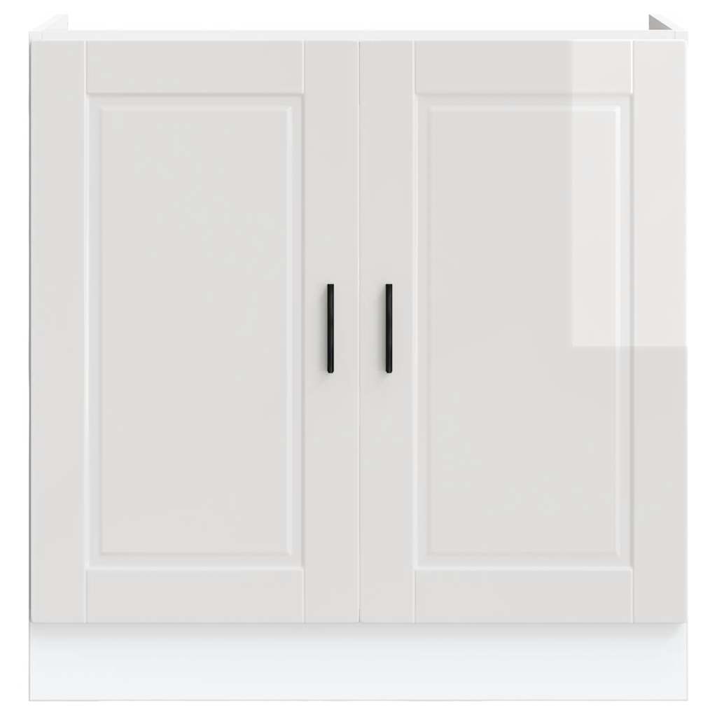vidaXL Spülenunterschrank Porto Hochglanz-Weiß 80x46x81,5 cm