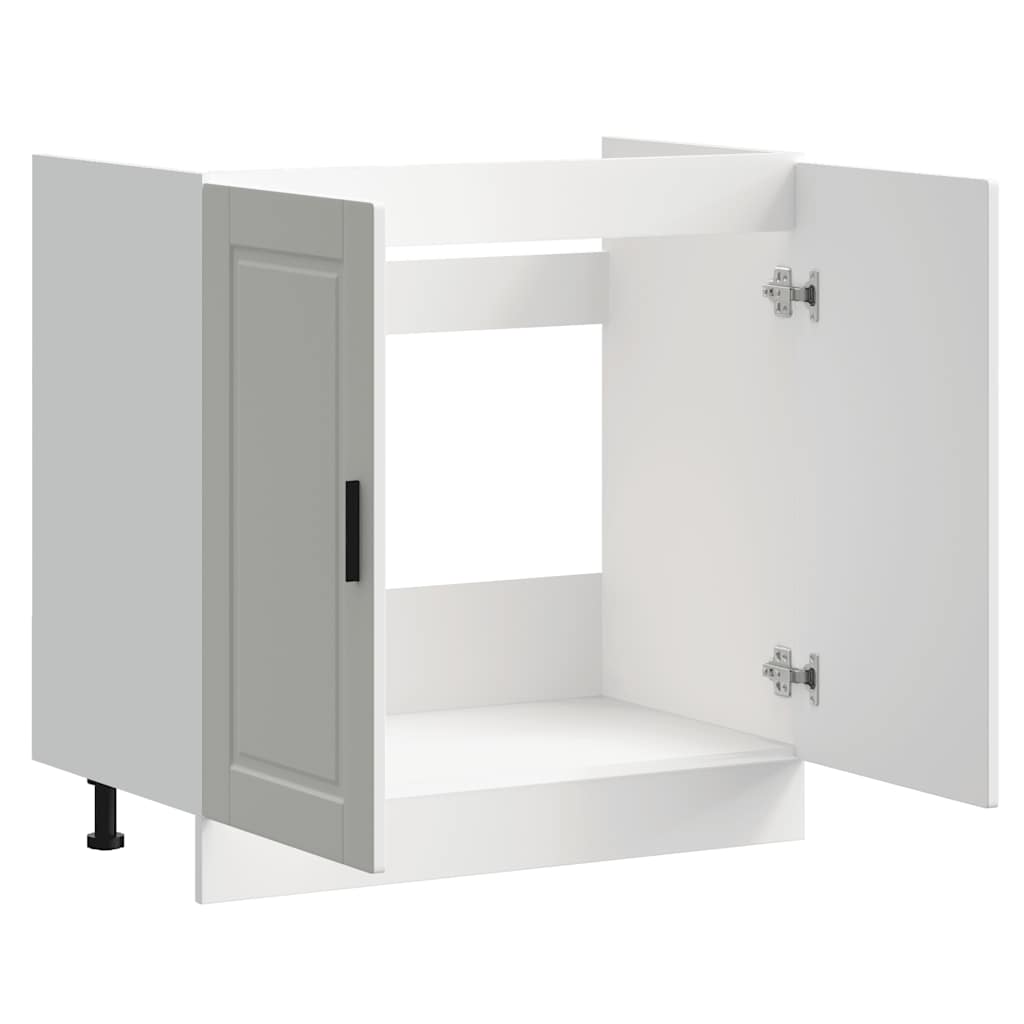 vidaXL Spülenunterschrank Porto Hochglanz-Weiß 80x46x81,5 cm