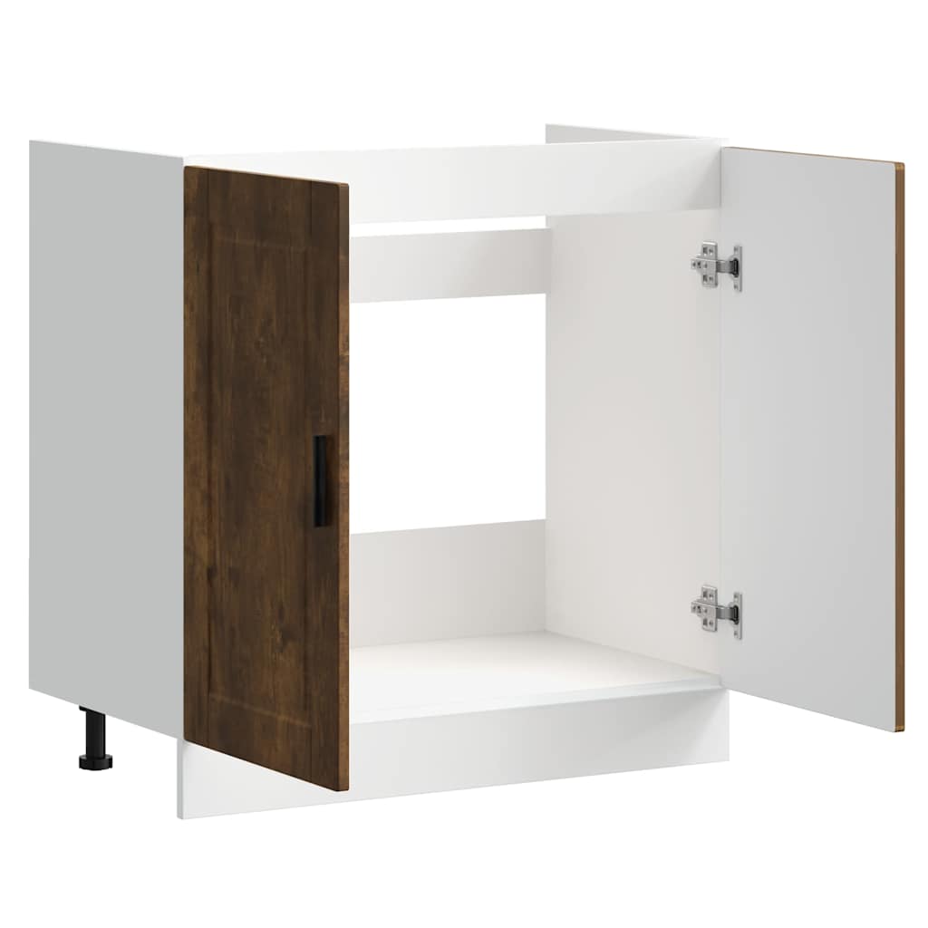 vidaXL Spülenunterschrank Porto Räuchereiche 80x46x81,5 cm
