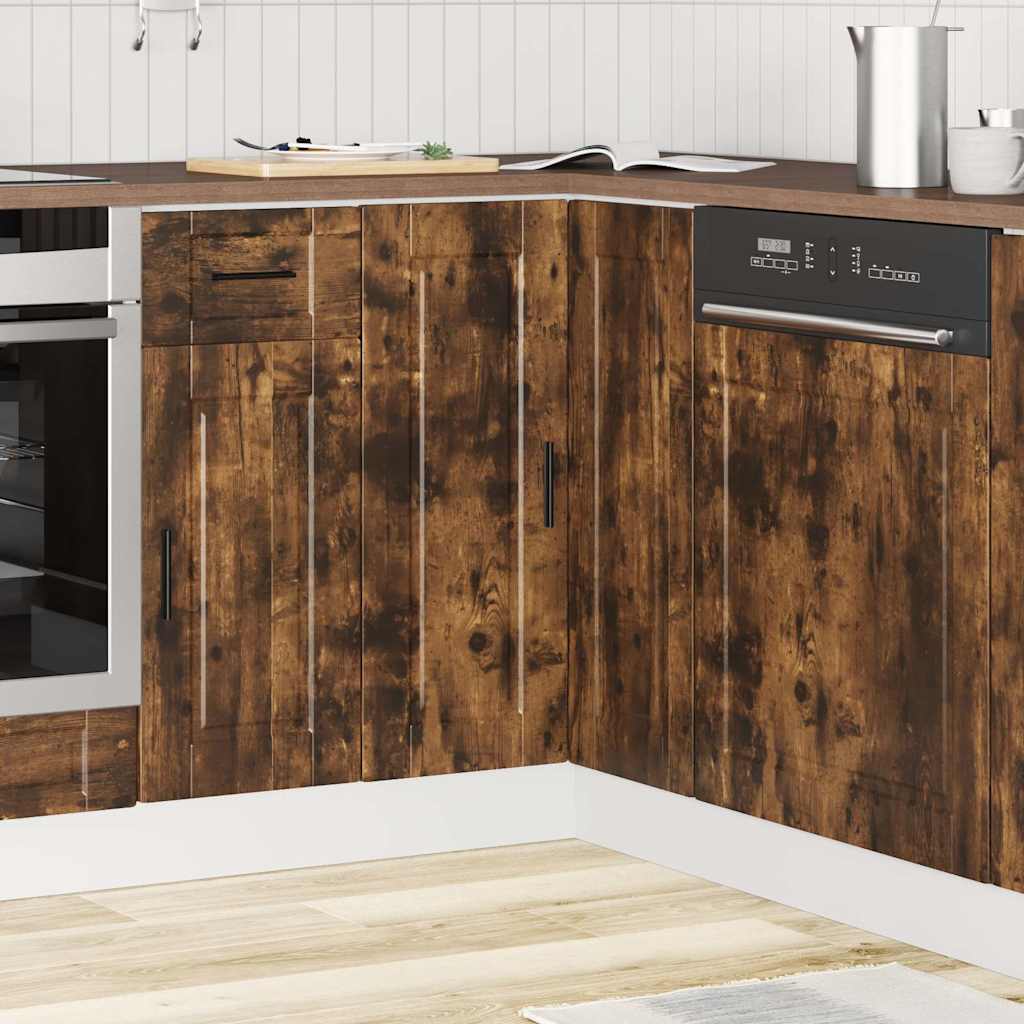 vidaXL Küchen-Eckunterschrank Porto Räuchereiche Holzwerkstoff