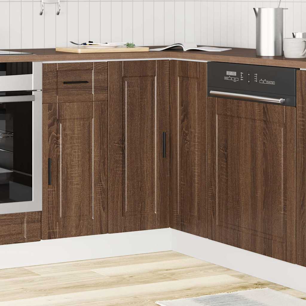 vidaXL Küchen-Eckunterschrank Porto Braun Eichen-Optik Holzwerkstoff