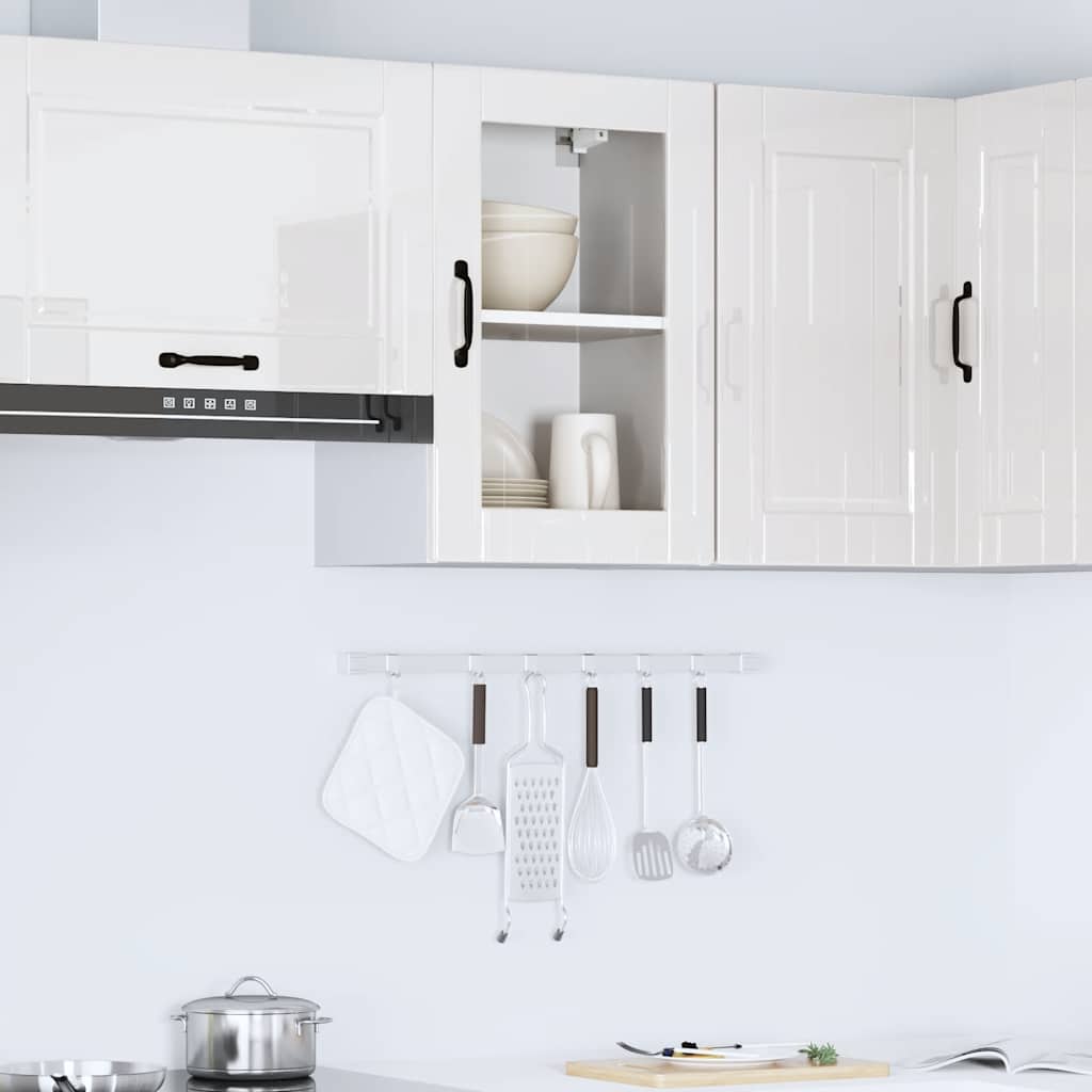 vidaXL Küchen-Hängeschrank mit Glastür Porto Hochglanz-Weiß
