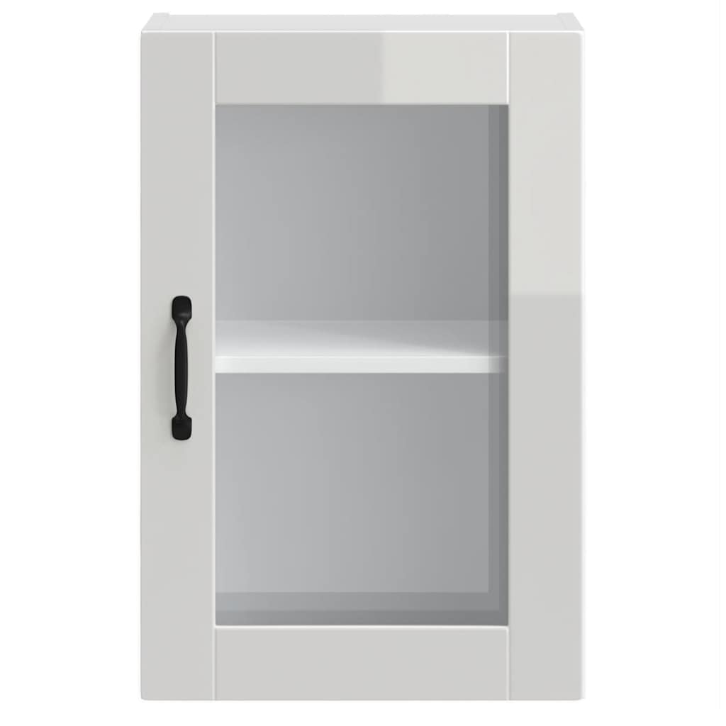 vidaXL Küchen-Hängeschrank mit Glastür Porto Hochglanz-Weiß
