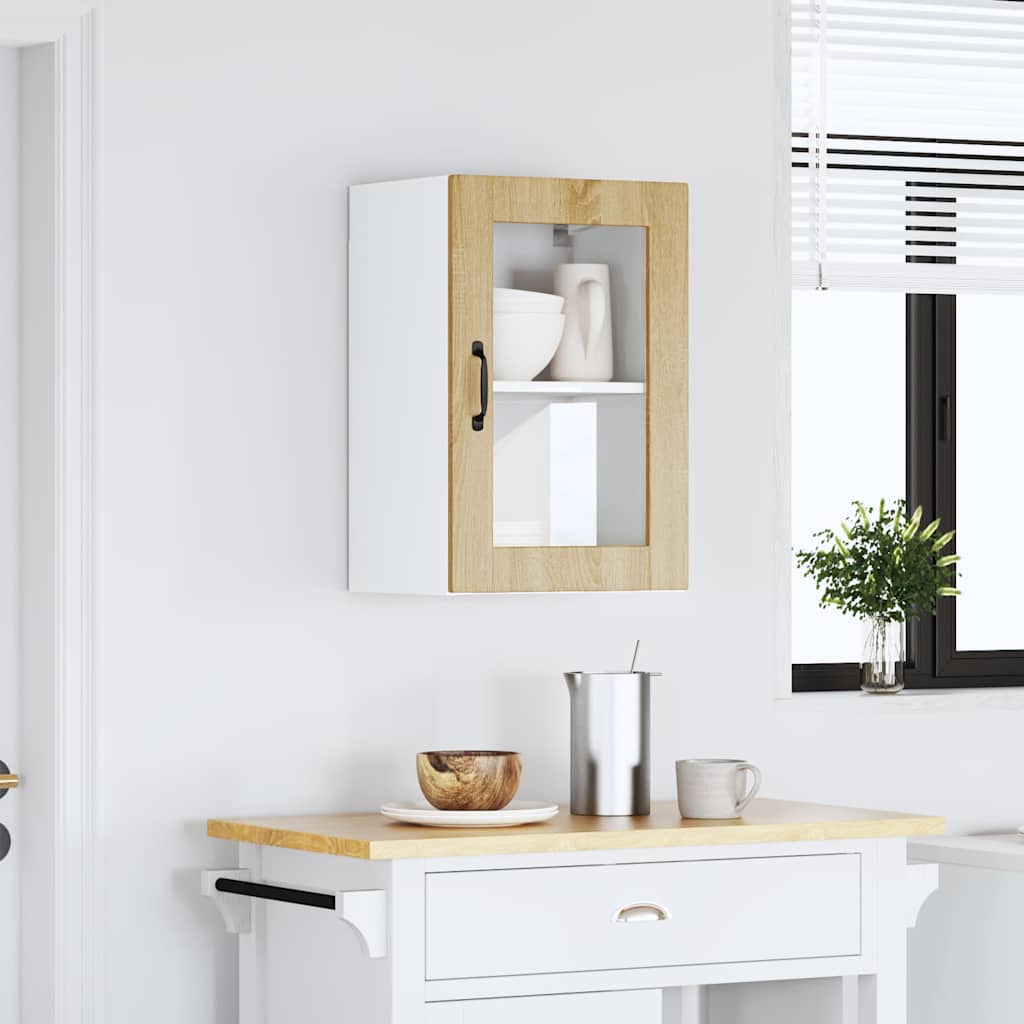 vidaXL Küchen-Hängeschrank mit Glastür Porto Sonoma-Eiche