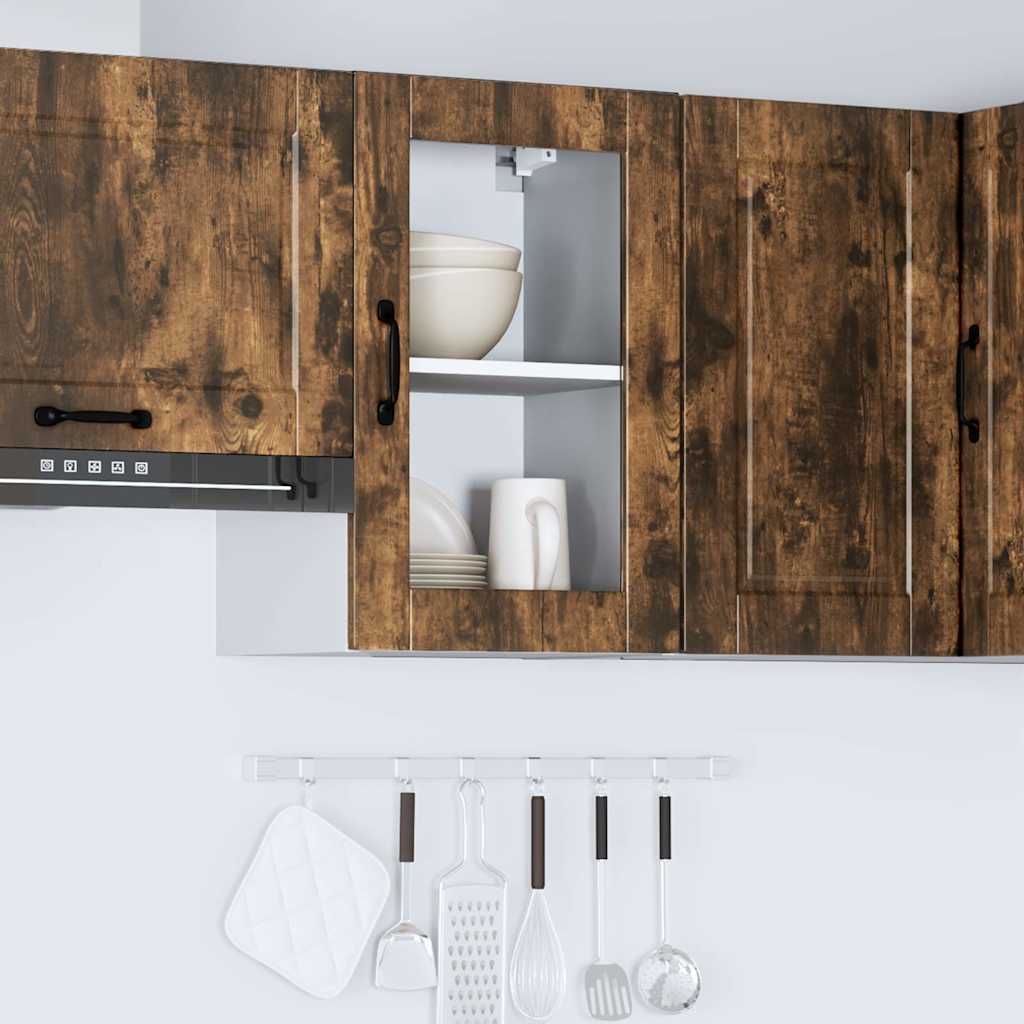 vidaXL Küchen-Hängeschrank mit Glastür Porto Räuchereiche