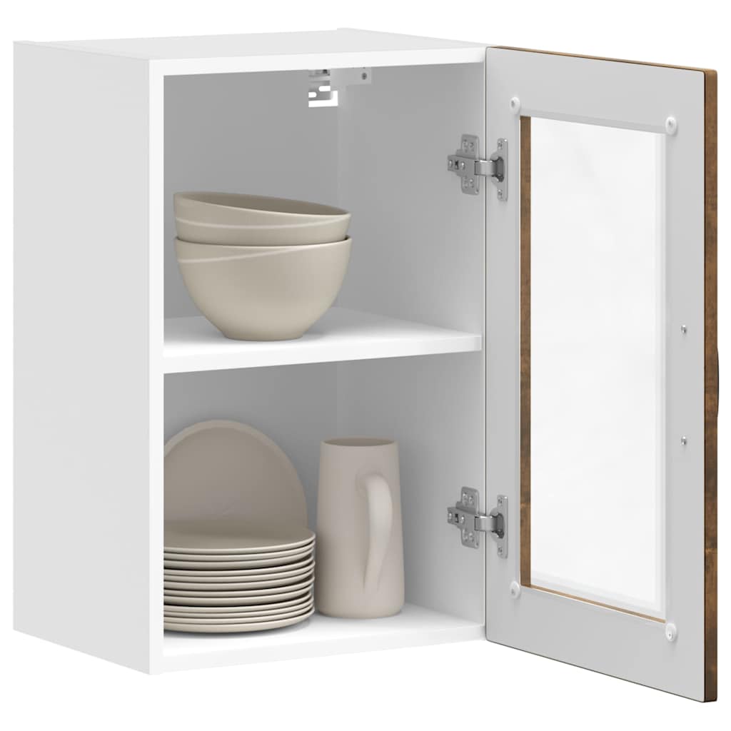 vidaXL Küchen-Hängeschrank mit Glastür Porto Räuchereiche