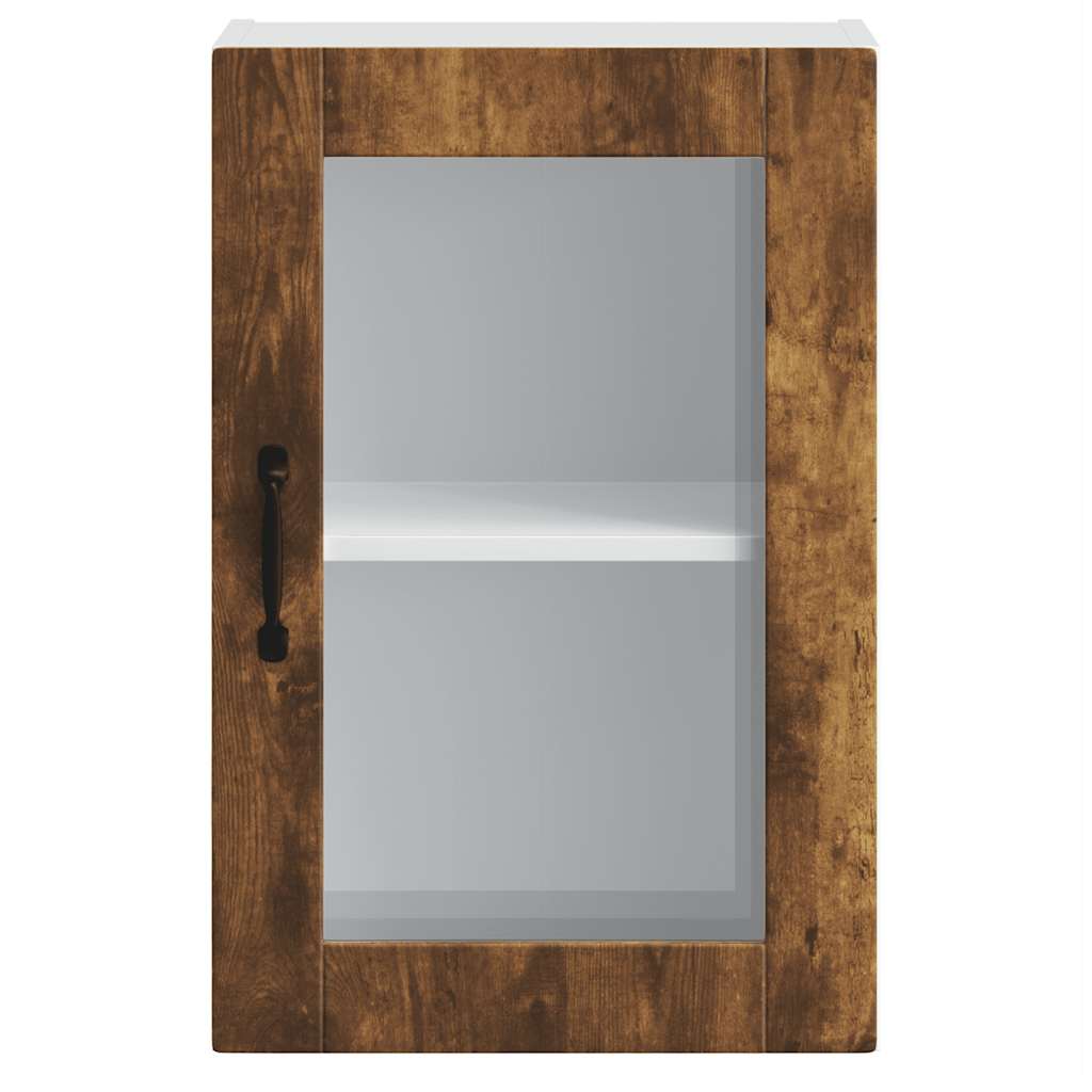 vidaXL Küchen-Hängeschrank mit Glastür Porto Räuchereiche