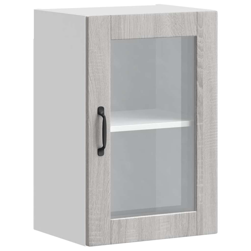 vidaXL Küchen-Hängeschrank mit Glastür Porto Grau Sonoma