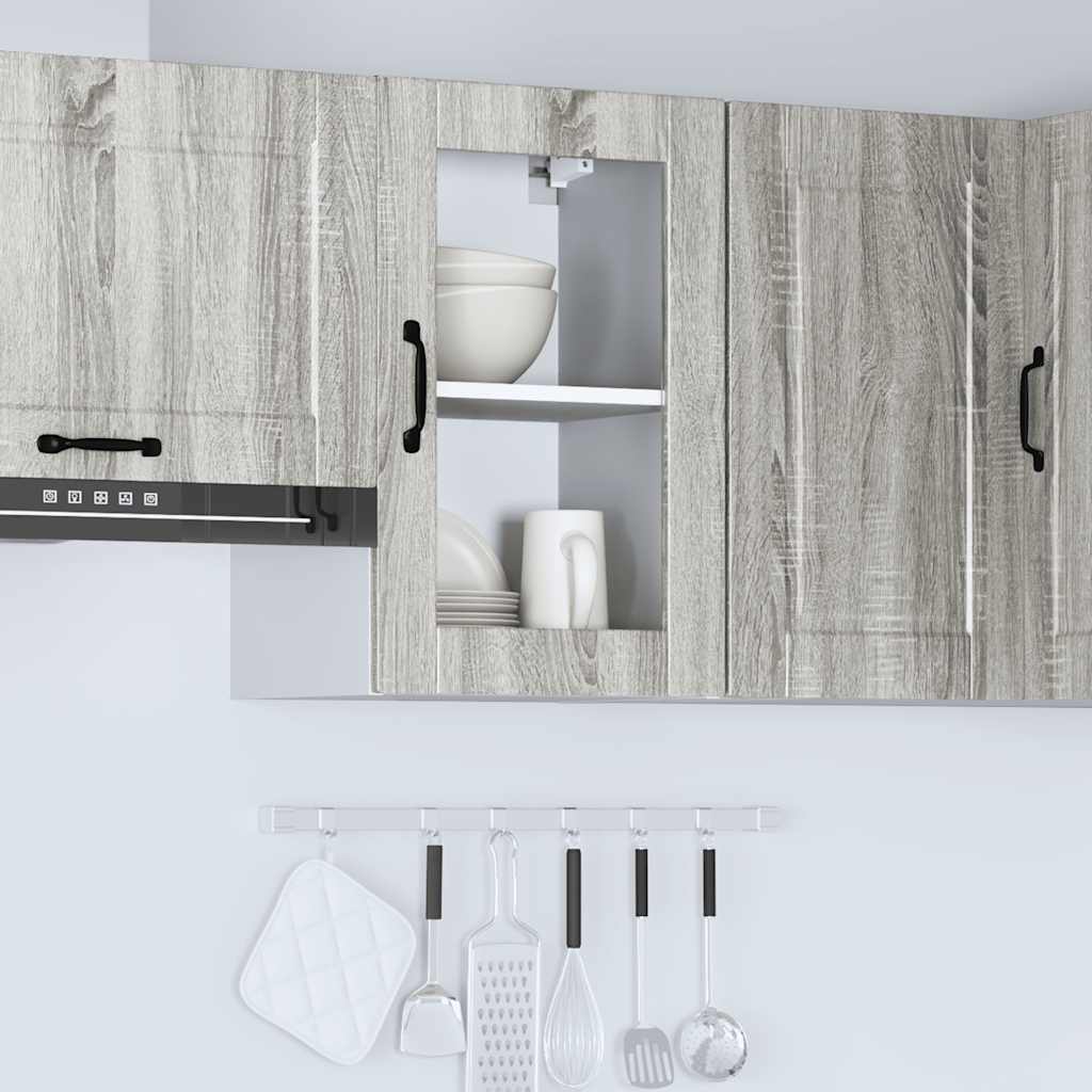vidaXL Küchen-Hängeschrank mit Glastür Porto Grau Sonoma
