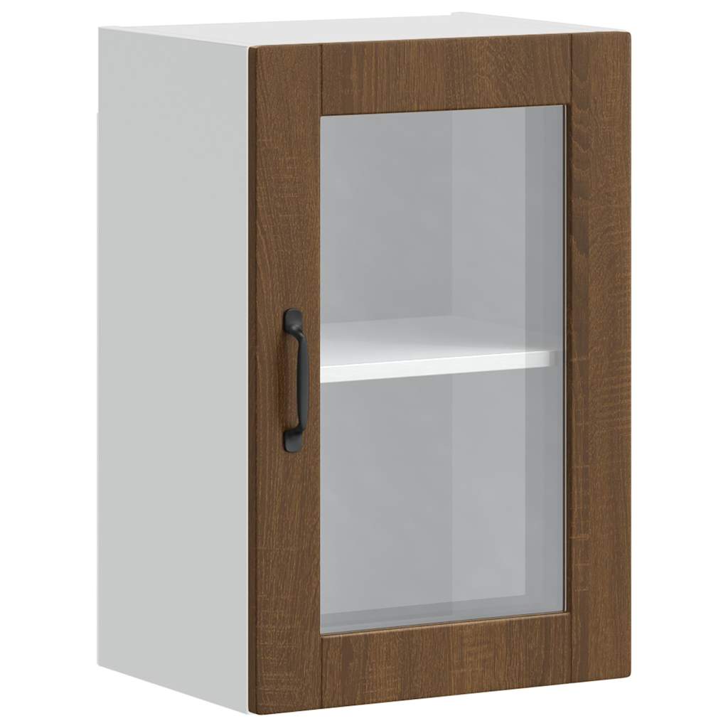 vidaXL Küchen-Hängeschrank mit Glastür Porto Braun Eichen-Optik