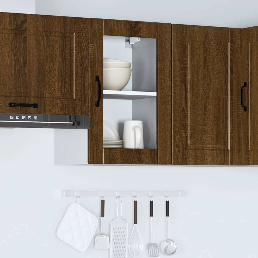 vidaXL Küchen-Hängeschrank mit Glastür Porto Braun Eichen-Optik