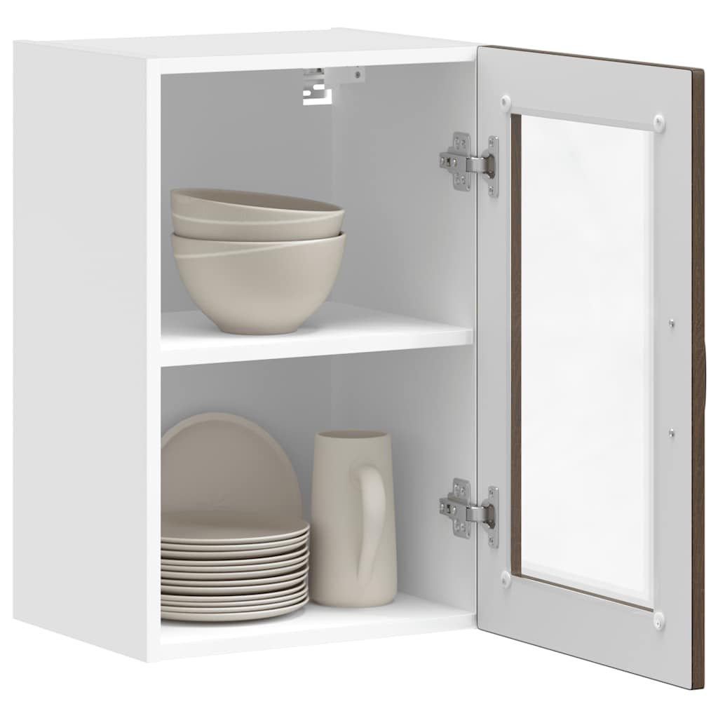 vidaXL Küchen-Hängeschrank mit Glastür Porto Braun Eichen-Optik