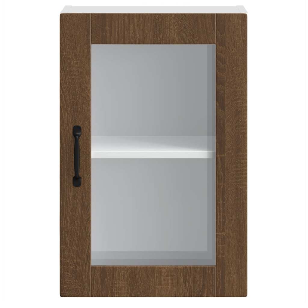 vidaXL Küchen-Hängeschrank mit Glastür Porto Braun Eichen-Optik