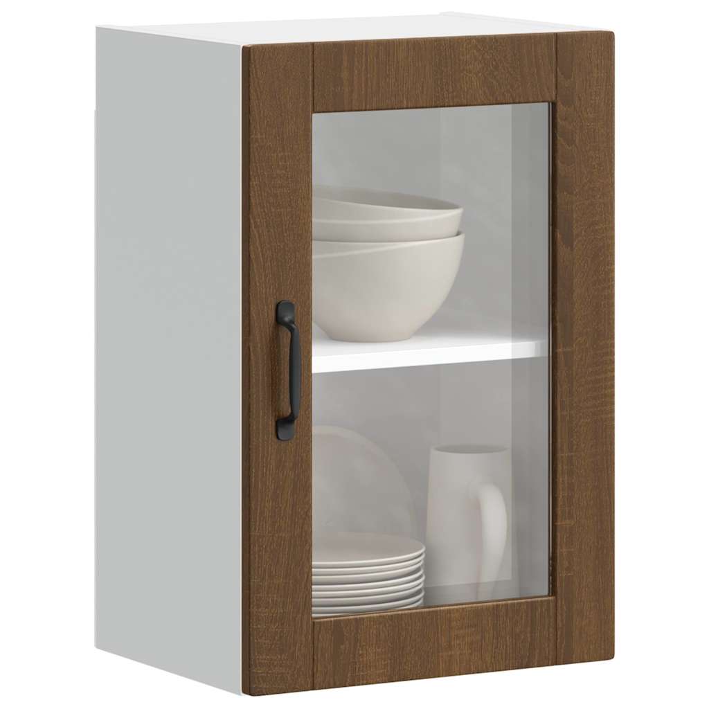 vidaXL Küchen-Hängeschrank mit Glastür Porto Braun Eichen-Optik