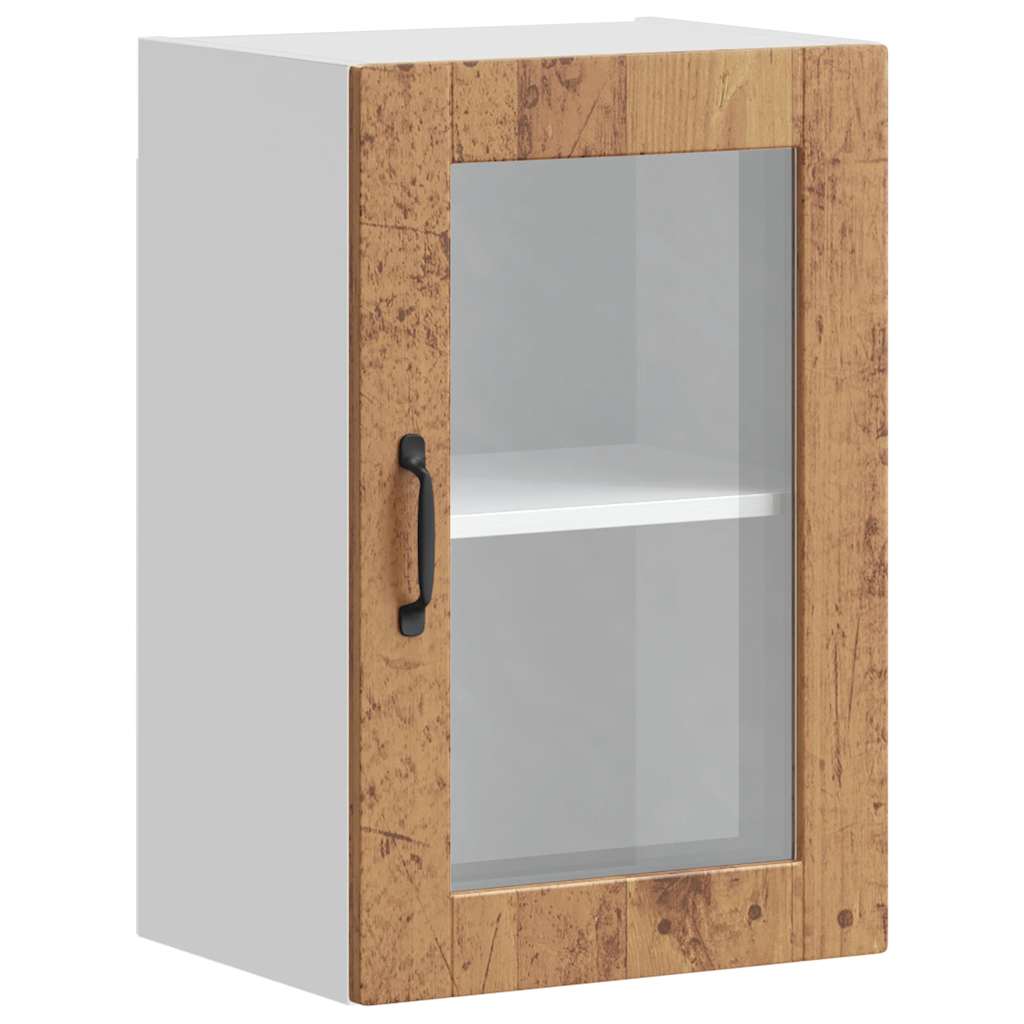 vidaXL Küchen-Hängeschrank mit Glastür Porto Altholz-Optik
