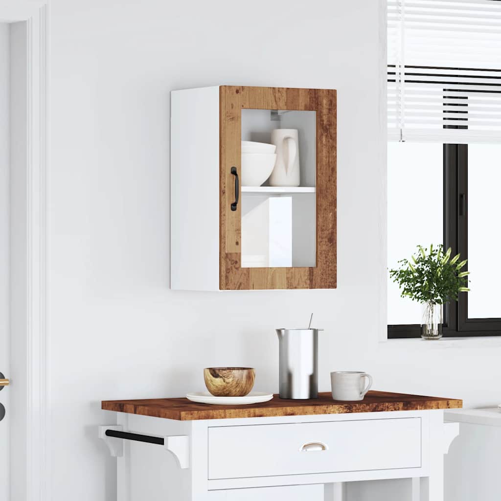 vidaXL Küchen-Hängeschrank mit Glastür Porto Altholz-Optik