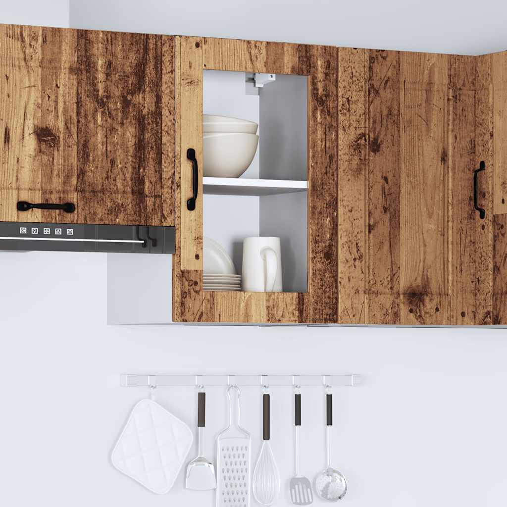 vidaXL Küchen-Hängeschrank mit Glastür Porto Altholz-Optik
