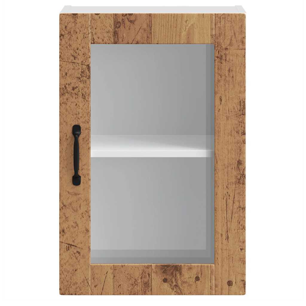 vidaXL Küchen-Hängeschrank mit Glastür Porto Altholz-Optik