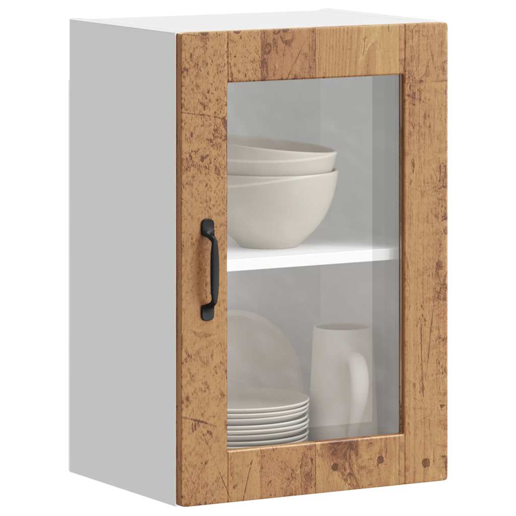 vidaXL Küchen-Hängeschrank mit Glastür Porto Altholz-Optik