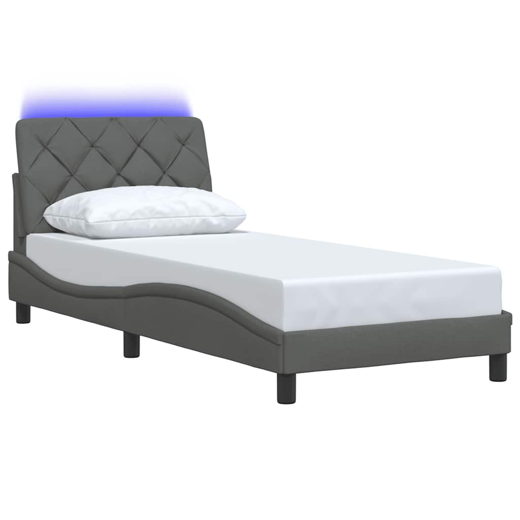 vidaXL Bettgestell mit LED ohne Matratze Dunkelgrau 80x200 cm Stoff