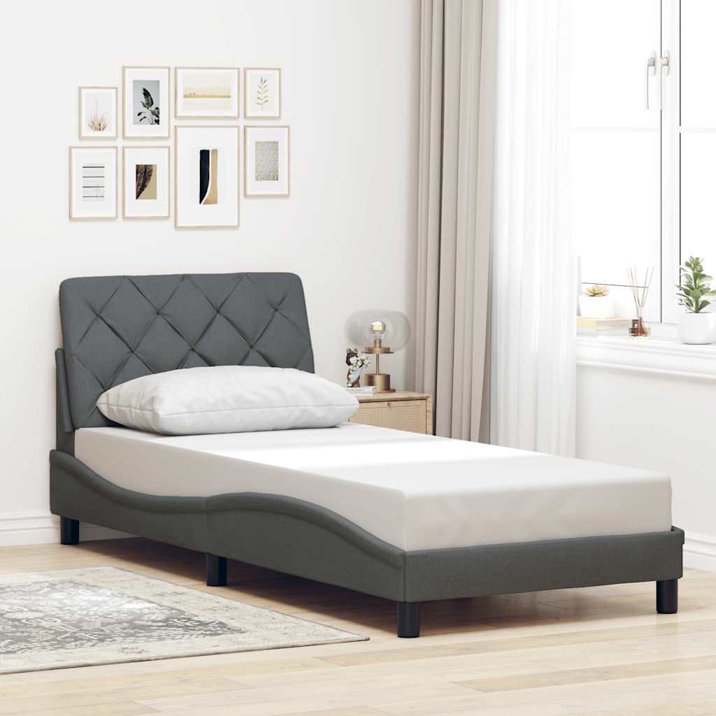 vidaXL Bettgestell mit LED ohne Matratze Dunkelgrau 80x200 cm Stoff