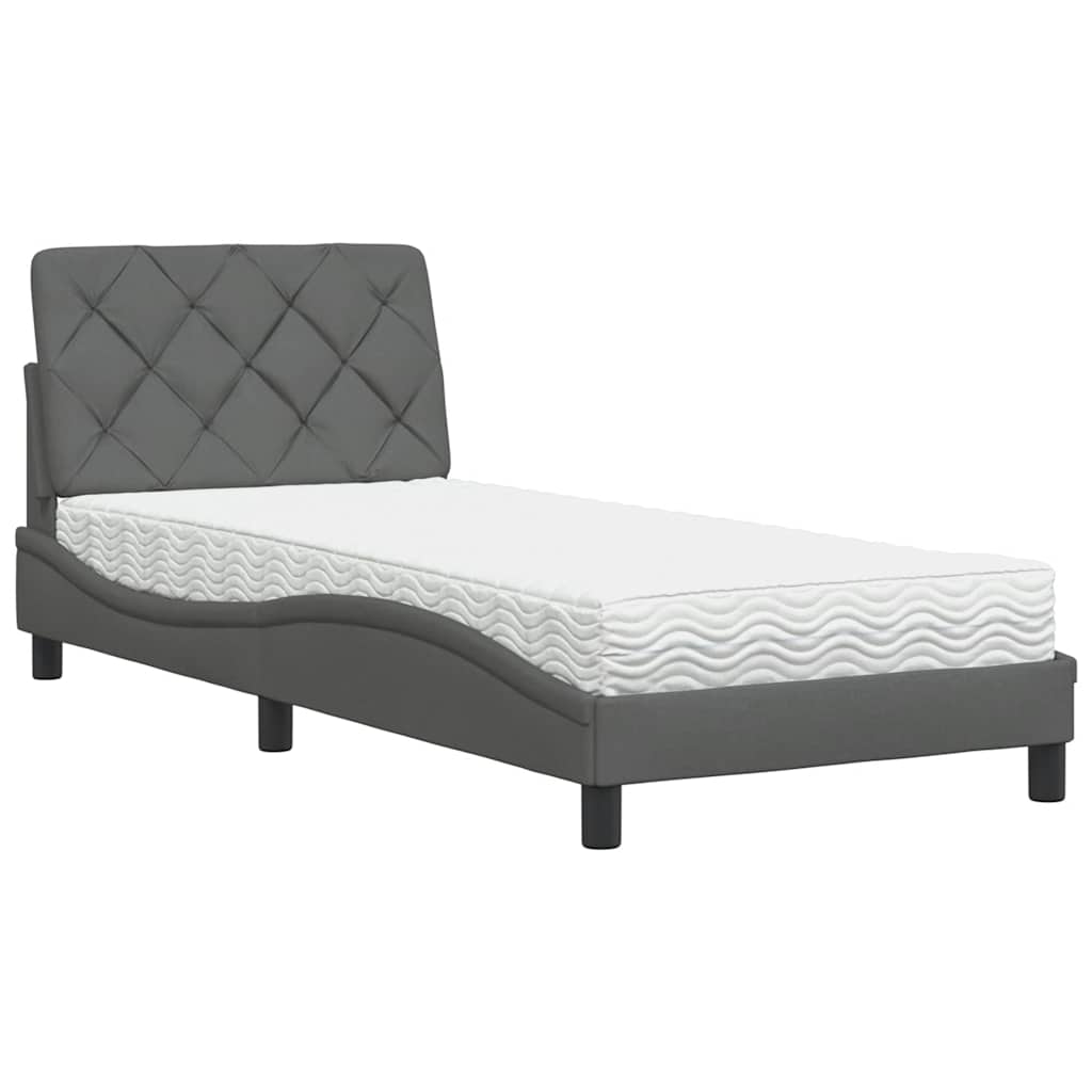 vidaXL Bett mit Matratze Dunkelgrau 80x200 cm Stoff