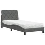 vidaXL Bett mit Matratze Dunkelgrau 80x200 cm Stoff