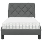 vidaXL Bett mit Matratze Dunkelgrau 80x200 cm Stoff