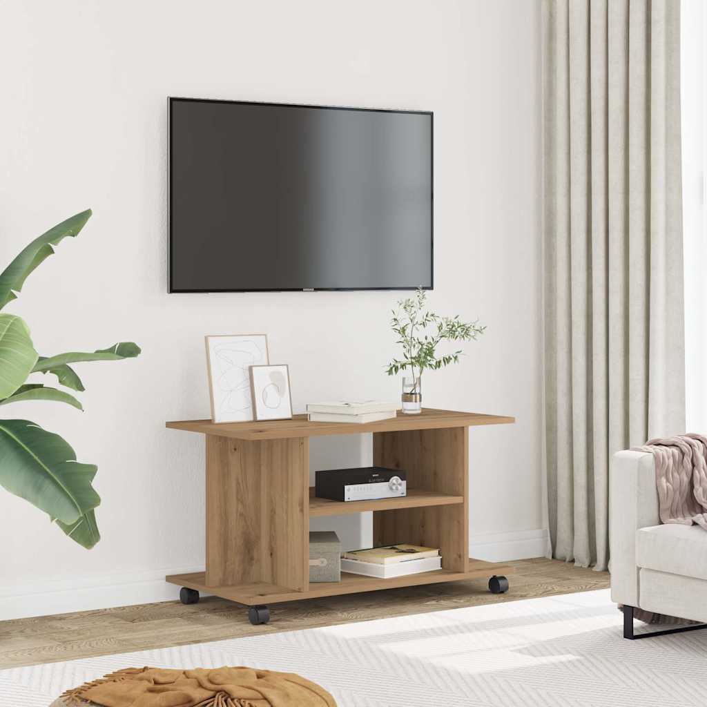 vidaXL TV-Regal mit Rollen Artisan-Eiche 80x40x45 cm Holzwerkstoff