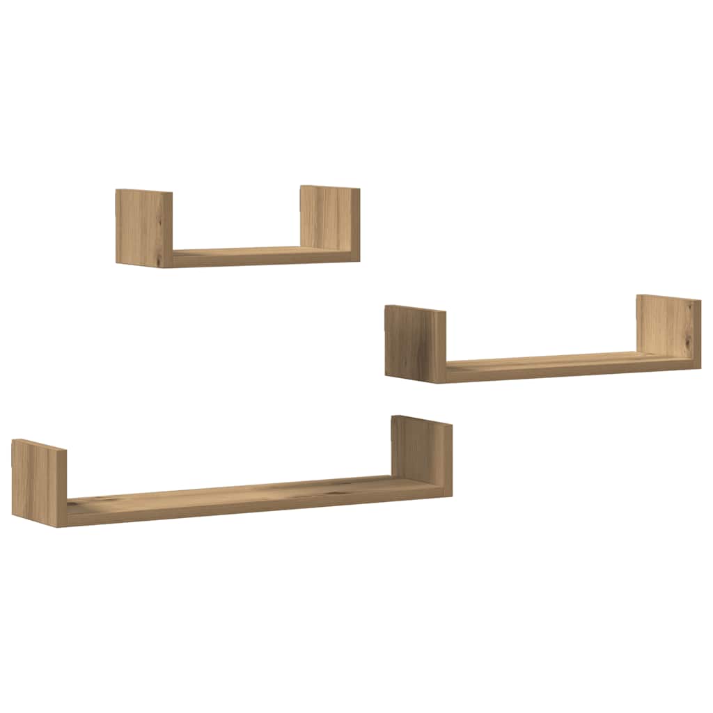 vidaXL Wandregale 3 Stk. Artisan-Eiche Holzwerkstoff