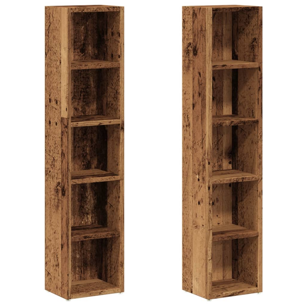 vidaXL CD-Regale 2 Stk. Altholz-Optik 21x16x93,5 cm Holzwerkstoff