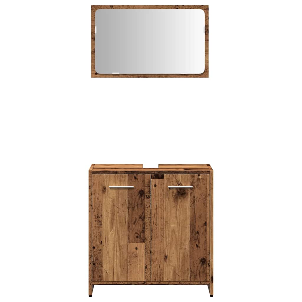 vidaXL Badschrank mit Spiegel Altholz-Optik Holzwerkstoff